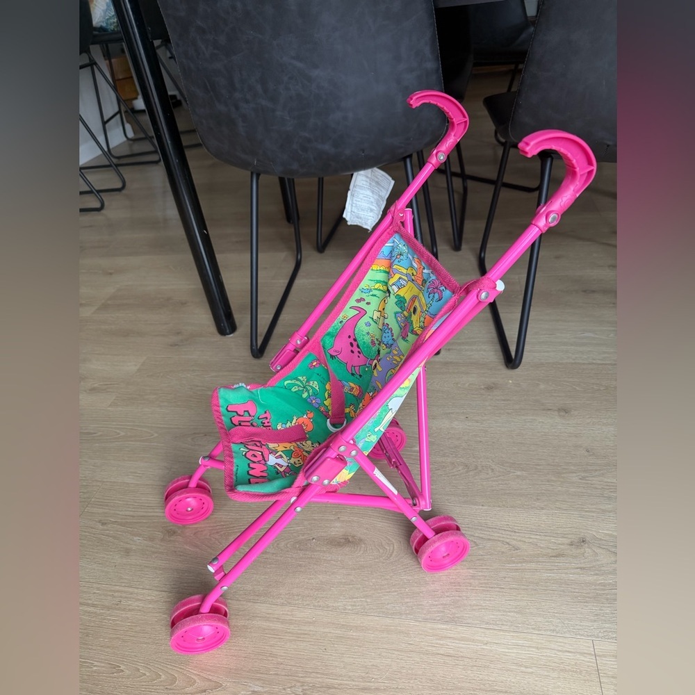 Vintage 1993 Sky Kids The Flintstones Toy Doll Stroller Pink 90s Nostalgia - Picture 7 of 12